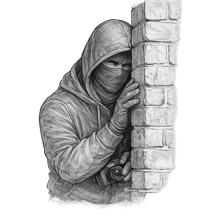 Illustration of a stalker collecting personal information
