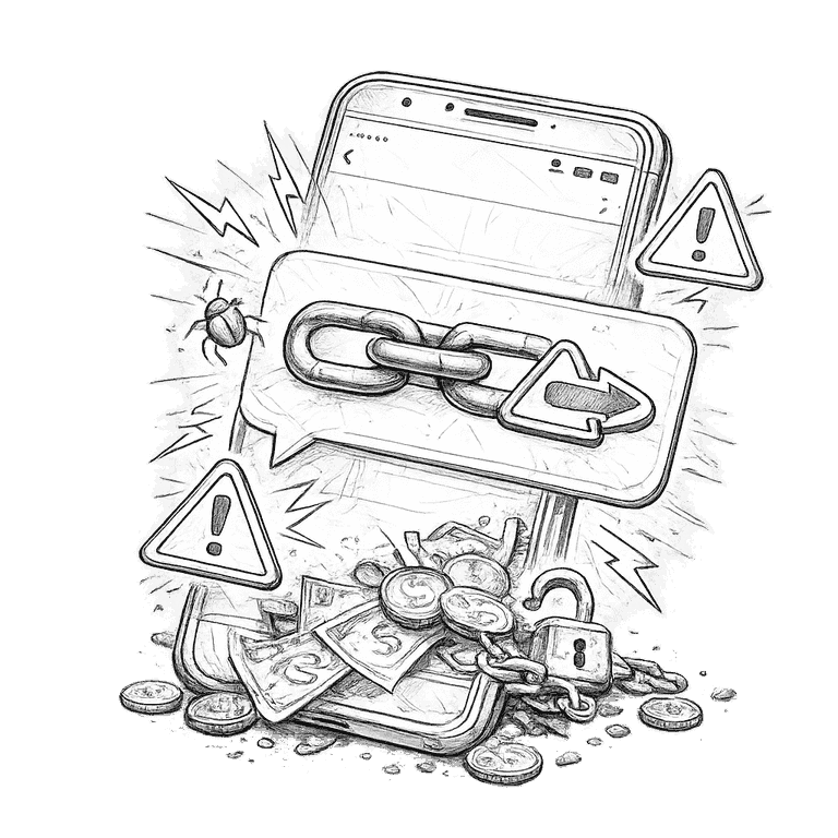 Illustration of a text message carrying a malicious link