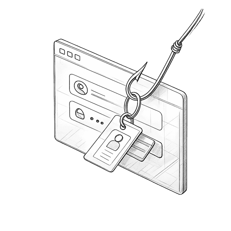 Illustration of a phishing email stealing login credentials
